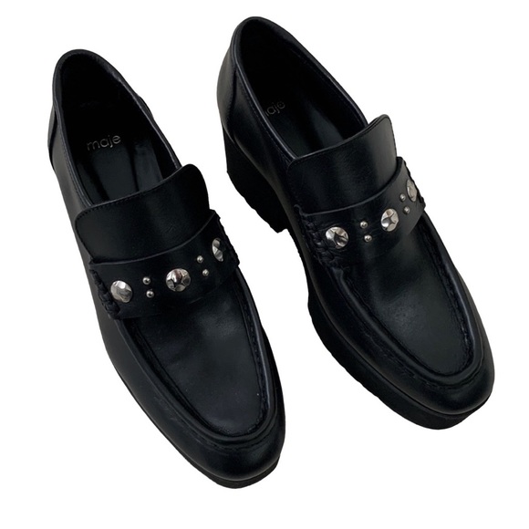 MAJE Studded Leather Platform Loafers - Picture 11 of 13